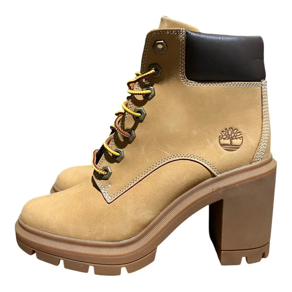 Timberland Boots WMNS 6 Allington 6-Inch Lace-Up High Heel Wheat Nubuck Leather - Picture 6 of 14